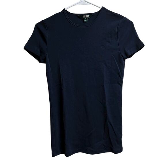 Lauren Ralph Lauren Cotton Crew Neck Slim Fitting T-Shirt Navy Blue Medium - Picture 1 of 7